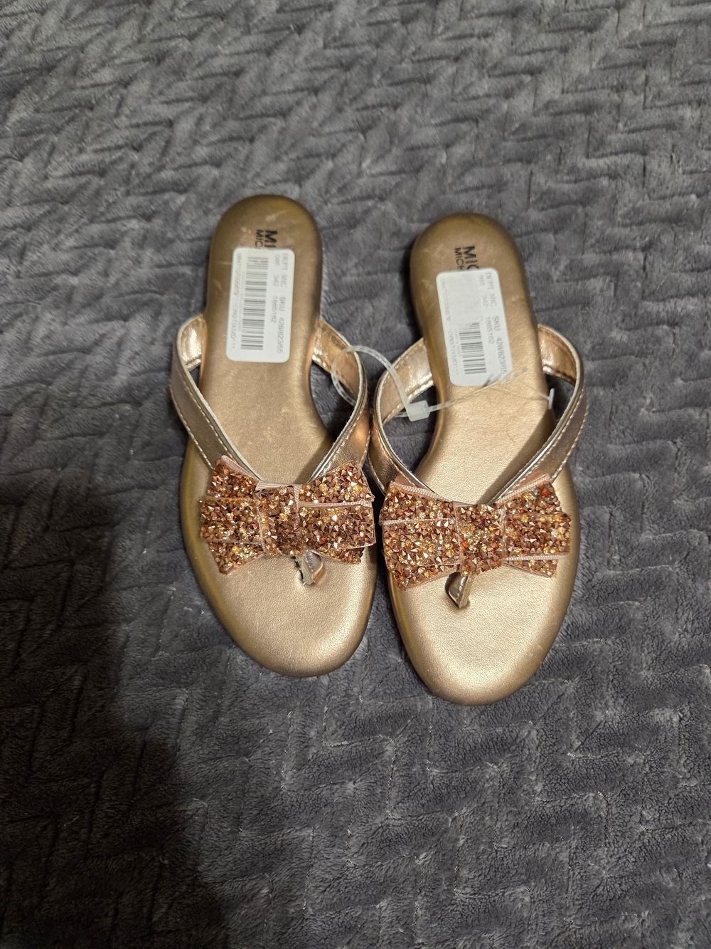 Michael Kors Girls Metallic Rose Gold Bow Sandals